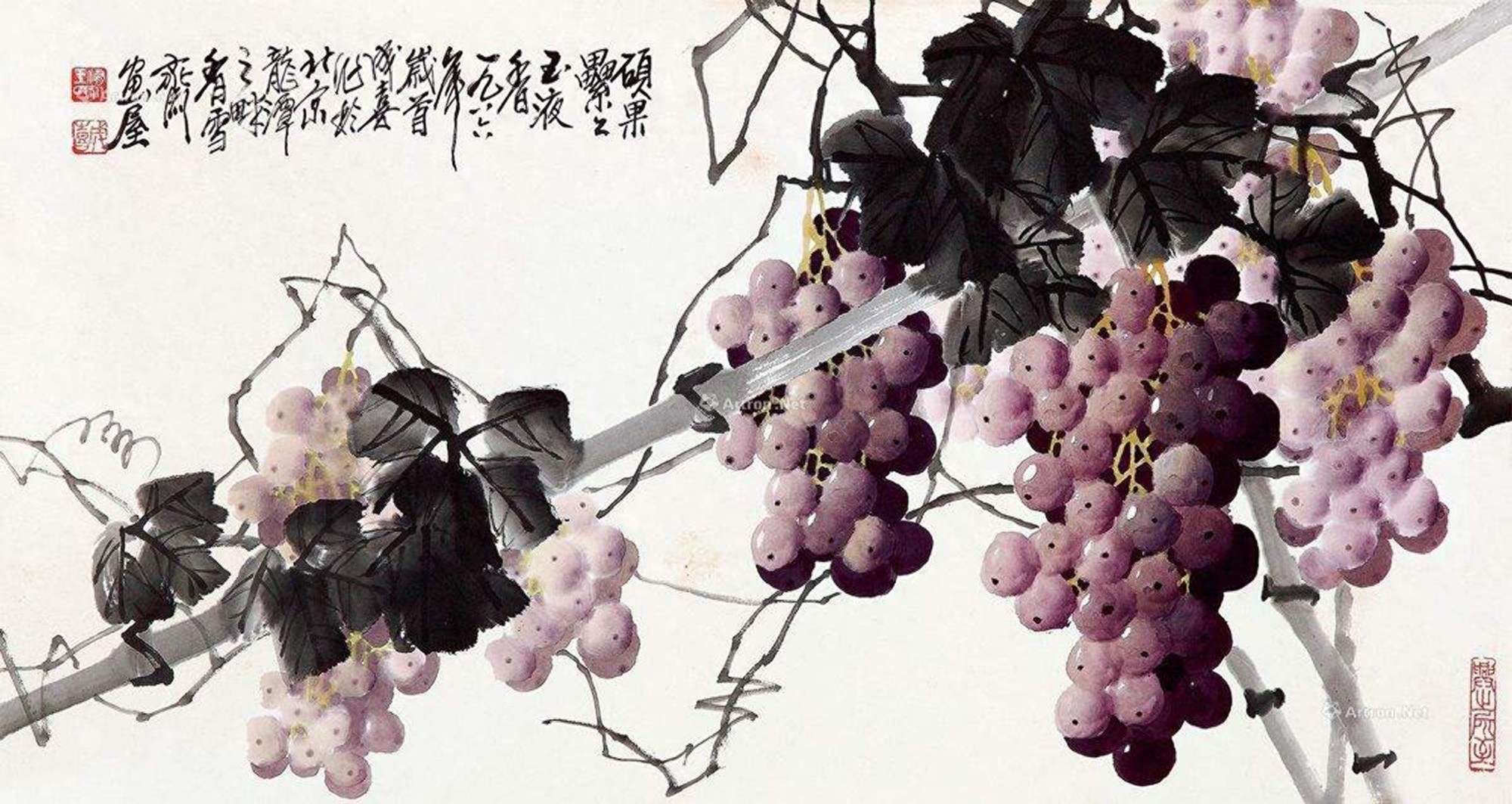 师法自然，晶莹剔透，当代著名国画家王成喜作品精选（二）：葡萄